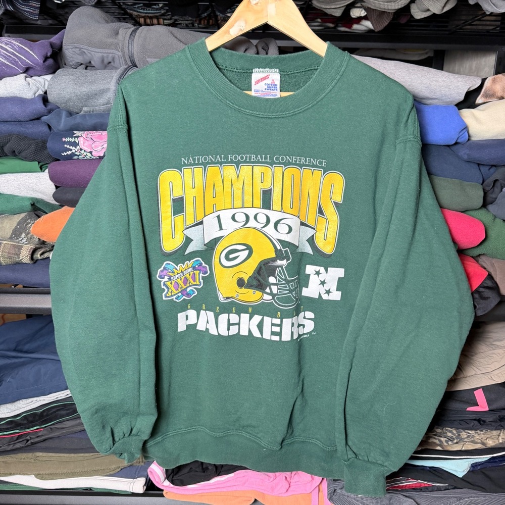 VINTAGE‎ 1996 Green Bay Packers NFL Champions Football Sweatshirt Jerzees L